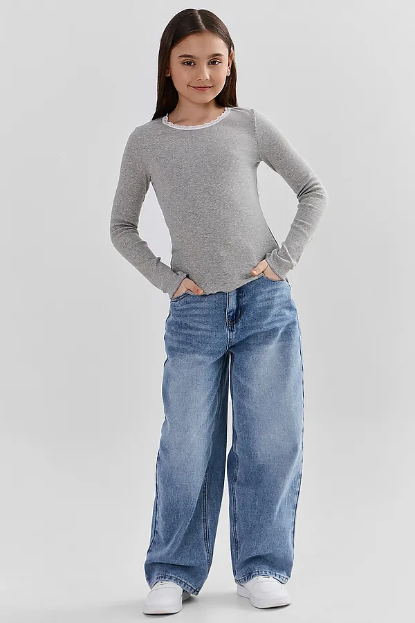 Лонгслив для девочек MARK FORMELLE, серый меланж 4425b - фото 2