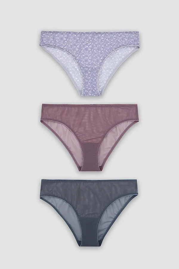 Трусы женские (3шт.) MARK FORMELLE, маленькие серые цветы - фото 2