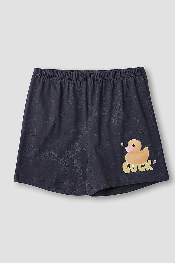 Шорты для девочек домашние MARK FORMELLE, серый acid wash +печать - фото 2