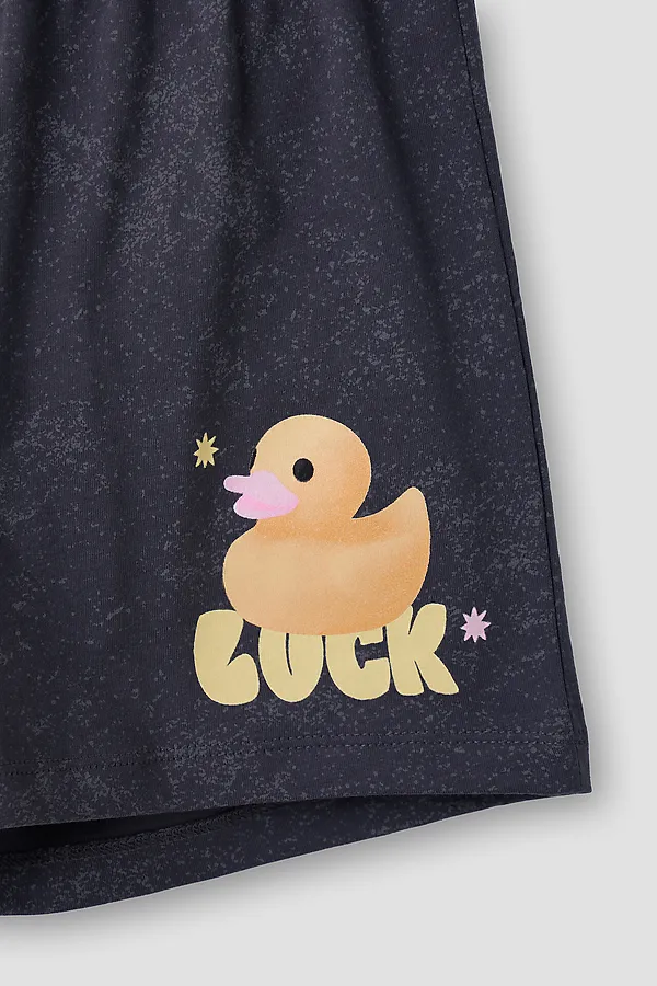 Шорты для девочек домашние MARK FORMELLE, серый acid wash +печать - фото 2