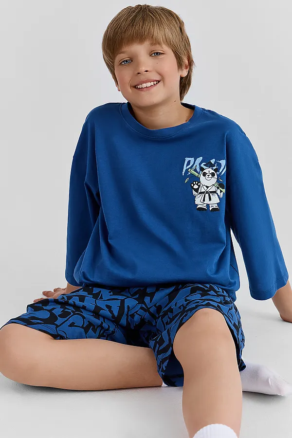 Комплект для мальчиков (джемпер, шорты) MARK FORMELLE, синий +буквы на синем - фото 2