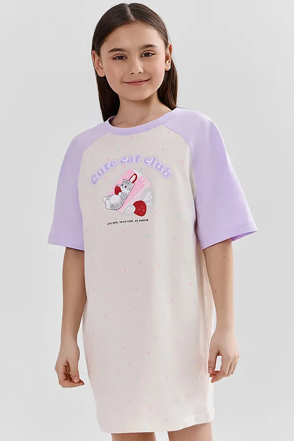 Сорочка ночная для девочек MARK FORMELLE, горошек на молочном - фото 2