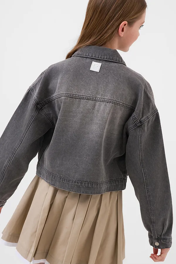 Куртка текстильная джинсовая для девочек PLAYTODAY, черный - фото 2