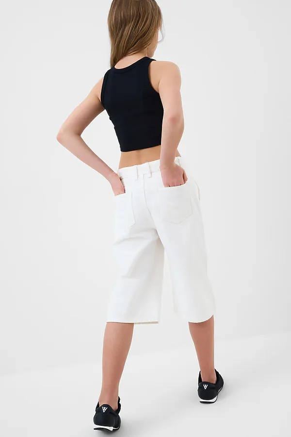 Шорты текстильные джинсовые для девочек PLAYTODAY, белый - фото 2