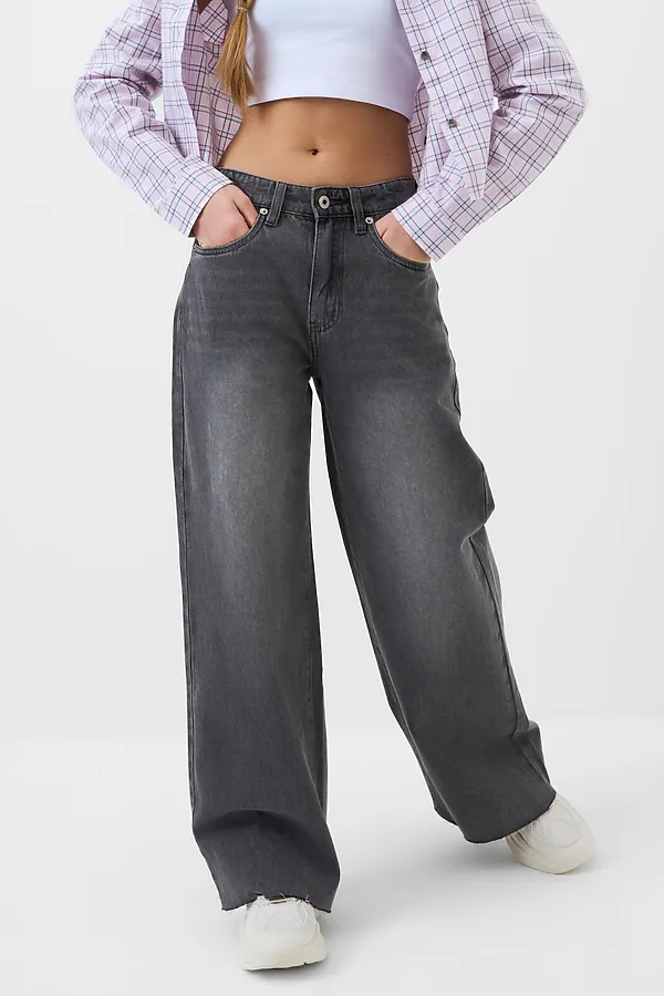 Брюки текстильные джинсовые для девочек PLAYTODAY, черный - фото 2