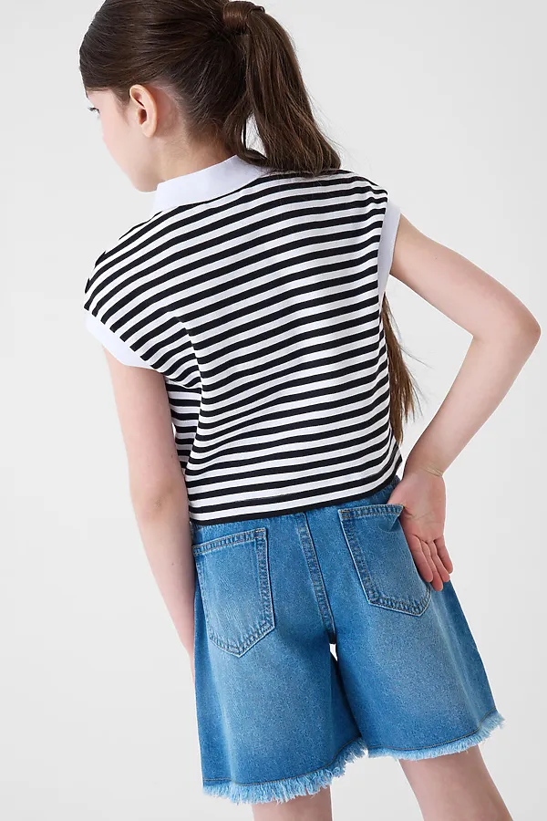 Шорты текстильные джинсовые для девочек PLAYTODAY, синий - фото 2