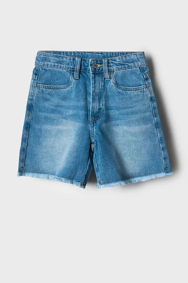Шорты текстильные джинсовые для девочек PLAYTODAY, синий - фото 2
