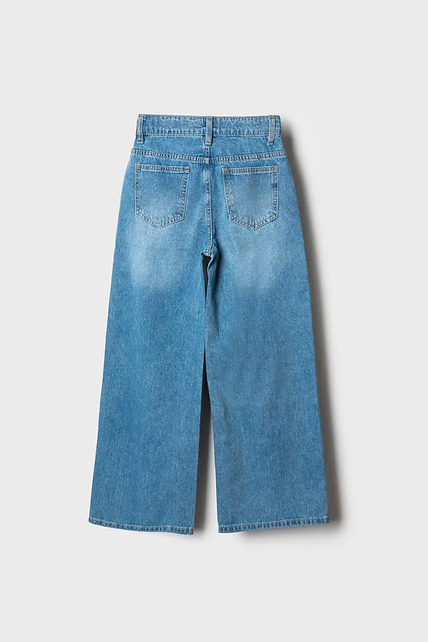 Брюки текстильные джинсовые для девочек PLAYTODAY, синий - фото 2