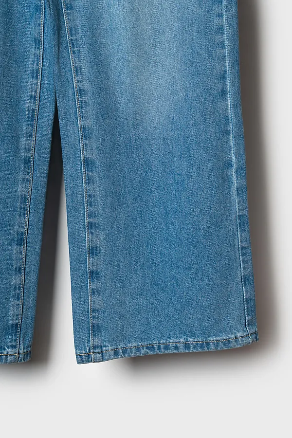 Брюки текстильные джинсовые для девочек PLAYTODAY, синий - фото 2