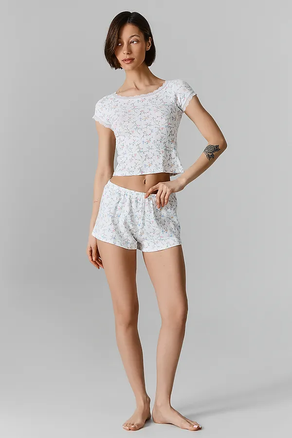 Комплект женский (джемпер, шорты) MARK FORMELLE, цветочки на белом - фото 2