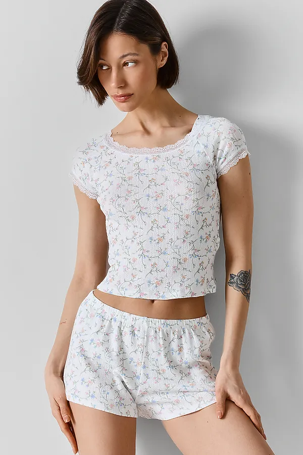 Комплект женский (джемпер, шорты) MARK FORMELLE, цветочки на белом - фото 2