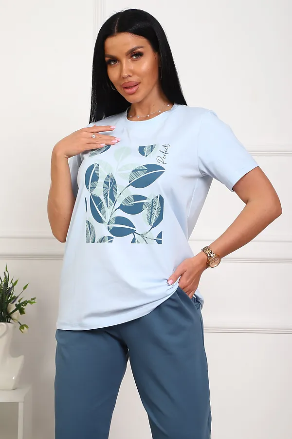 Костюм с бриджами 1102 НАТАЛИ, голубой - фото 2