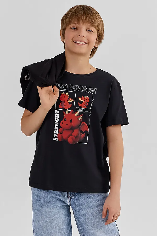 Футболка для мальчиков MARK FORMELLE, черный +печать7 - фото 2