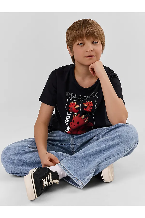 Футболка для мальчиков MARK FORMELLE, черный +печать7 - фото 2