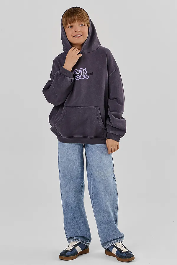 Худи для мальчиков MARK FORMELLE, acid wash графит +печать - фото 2