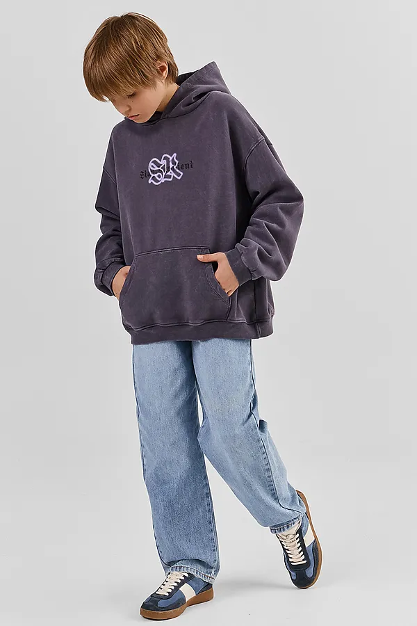 Худи для мальчиков MARK FORMELLE, acid wash графит +печать - фото 2