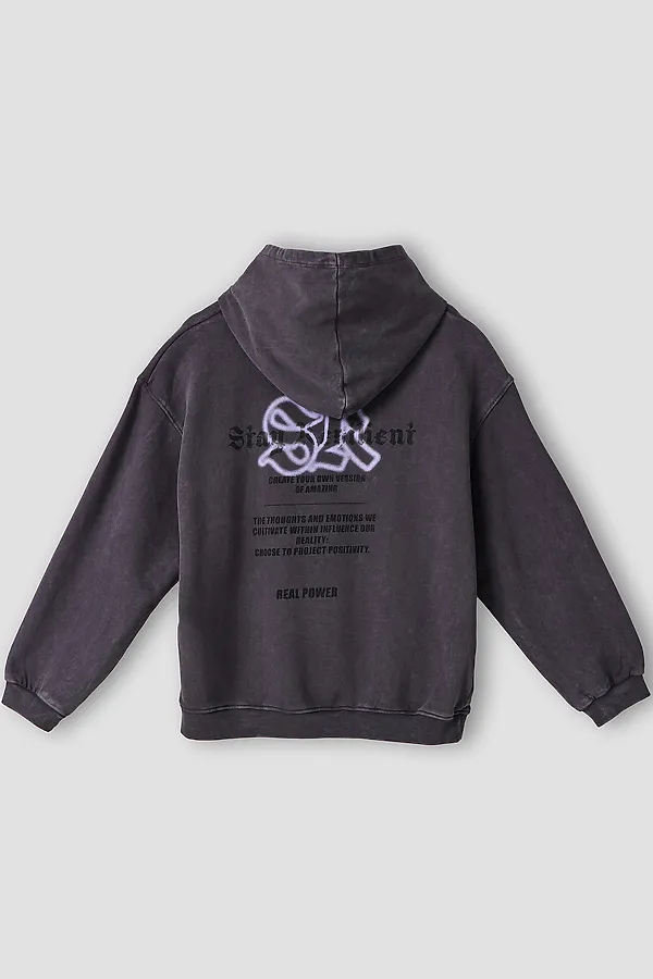 Худи для мальчиков MARK FORMELLE, acid wash графит +печать - фото 2