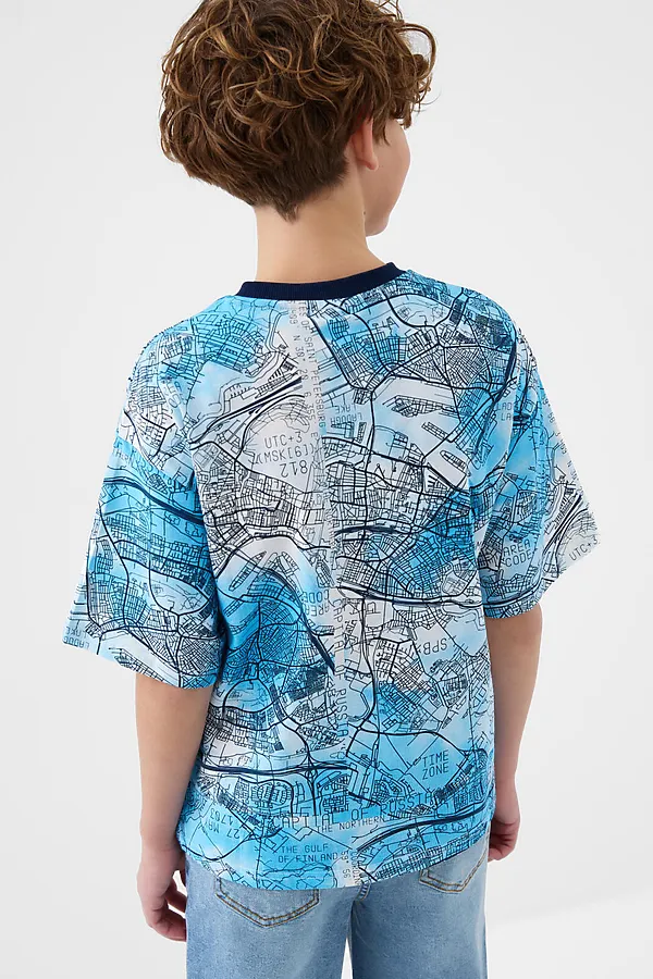 Фуфайка трикотажная для мальчиков (футболка) PLAYTODAY, белый,тёмно-синий,голубой - фото 2