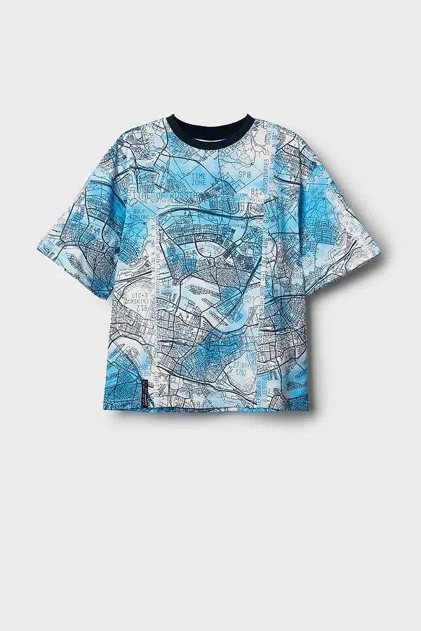 Фуфайка трикотажная для мальчиков (футболка) PLAYTODAY, белый,тёмно-синий,голубой - фото 2