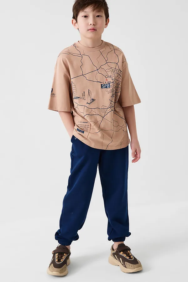 Фуфайка трикотажная для мальчиков (футболка) PLAYTODAY, бежевый - фото 2