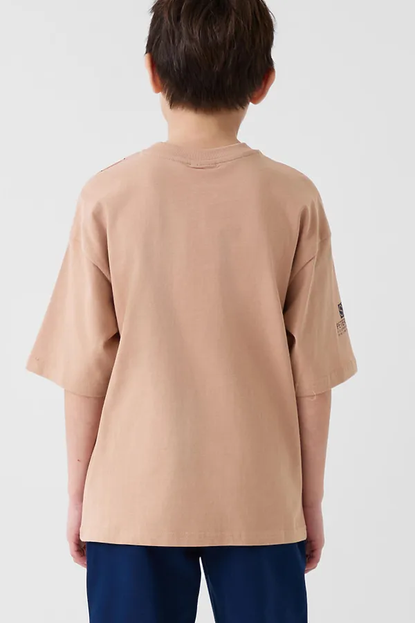 Фуфайка трикотажная для мальчиков (футболка) PLAYTODAY, бежевый - фото 2