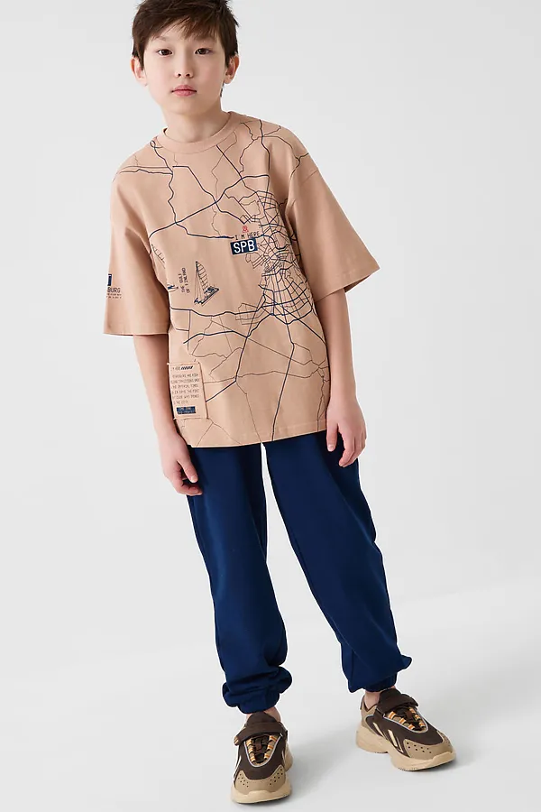 Фуфайка трикотажная для мальчиков (футболка) PLAYTODAY, бежевый - фото 2