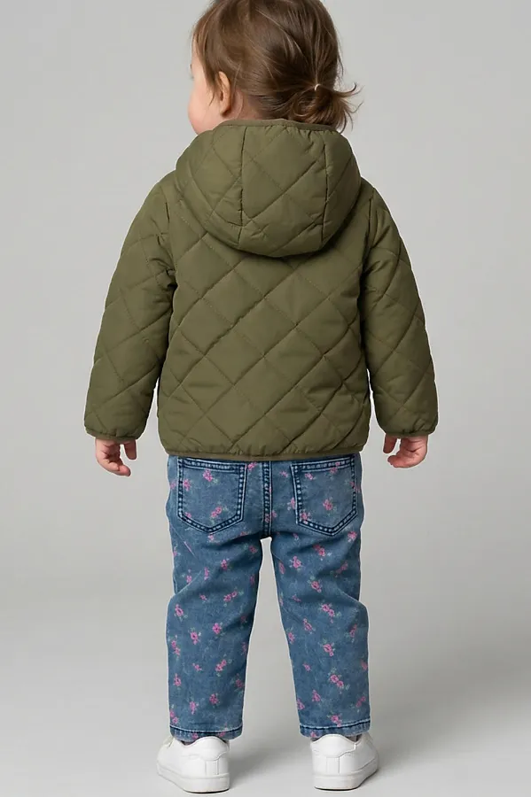 Брюки детские текстильные джинсовые для девочек PLAYTODAY, разноцветный - фото 2