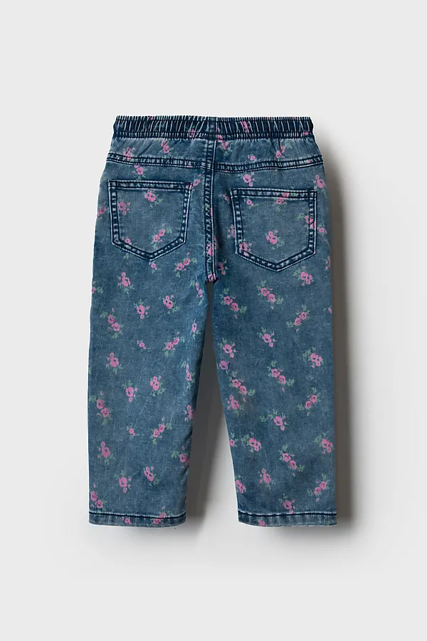 Брюки детские текстильные джинсовые для девочек PLAYTODAY, разноцветный - фото 2