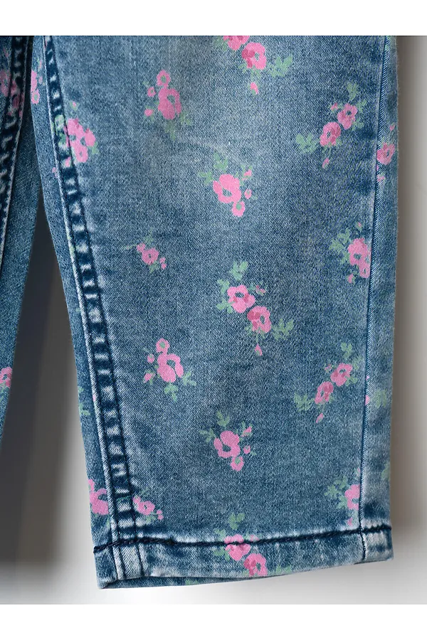 Брюки детские текстильные джинсовые для девочек PLAYTODAY, разноцветный - фото 2