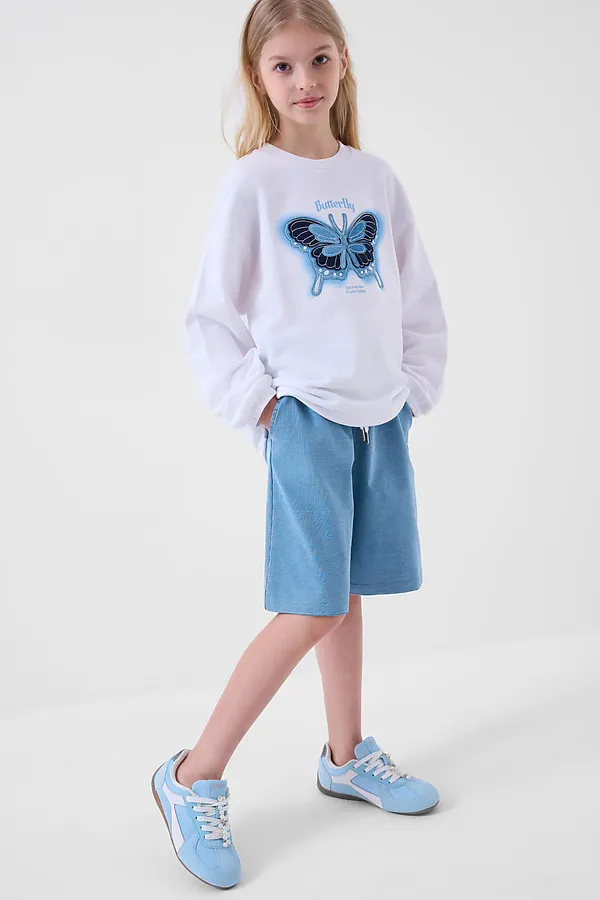 Шорты трикотажные для девочек PLAYTODAY, синий - фото 2