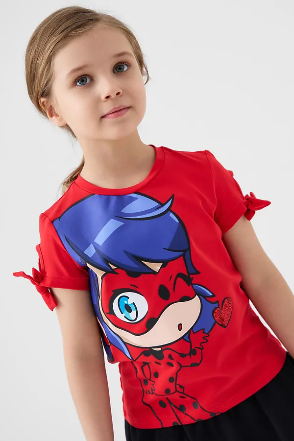 Джемпер трикотажный для девочек (футболка) PLAYTODAY, красный - фото 2