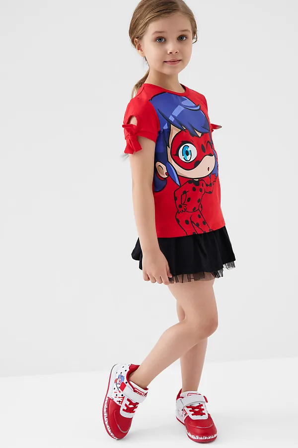 Джемпер трикотажный для девочек (футболка) PLAYTODAY, красный - фото 2