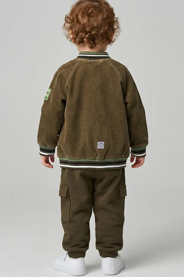 Брюки детские трикотажные для мальчиков PLAYTODAY, темно-зеленый - фото 2