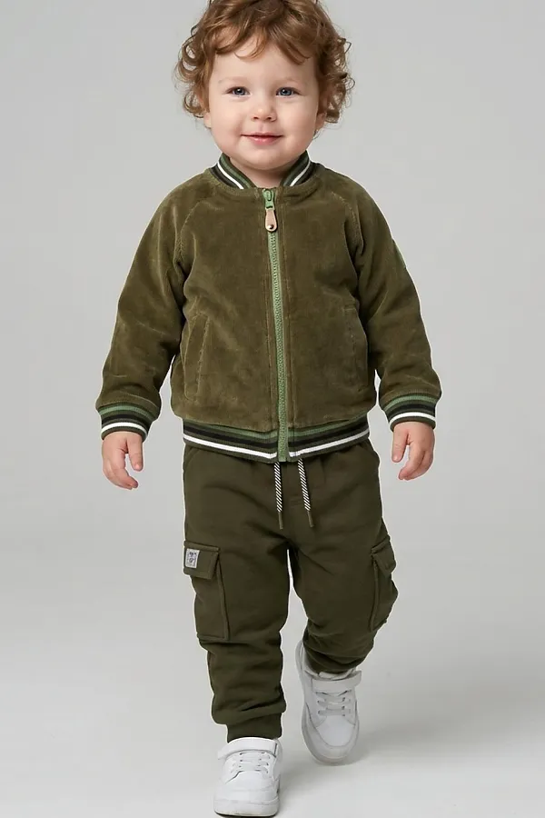 Толстовка детская трикотажная для мальчиков PLAYTODAY, темно-зеленый - фото 2