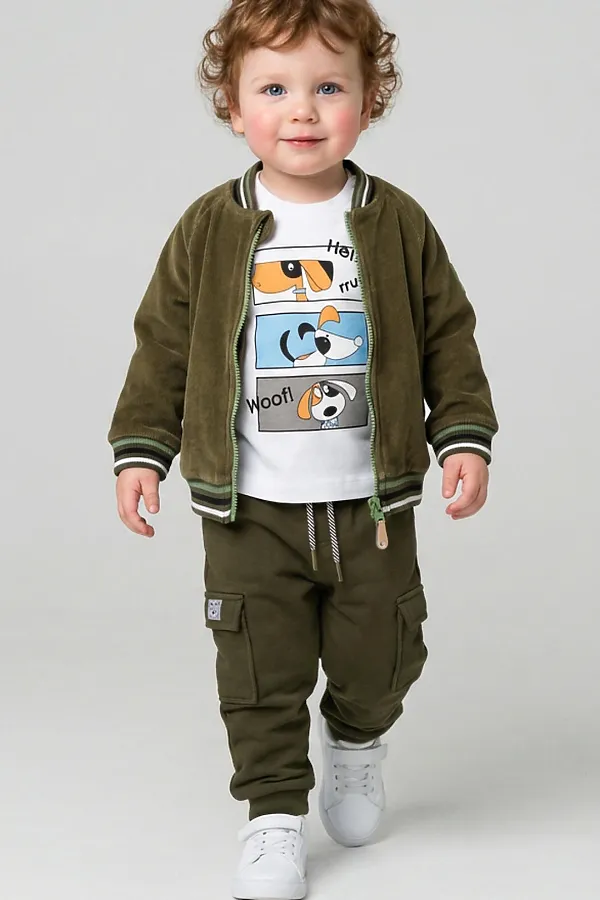 Толстовка детская трикотажная для мальчиков PLAYTODAY, темно-зеленый - фото 2