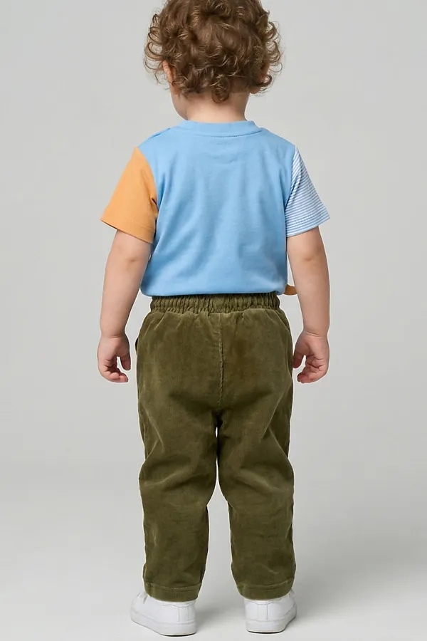 Брюки детские трикотажные для мальчиков PLAYTODAY, темно-зеленый - фото 2