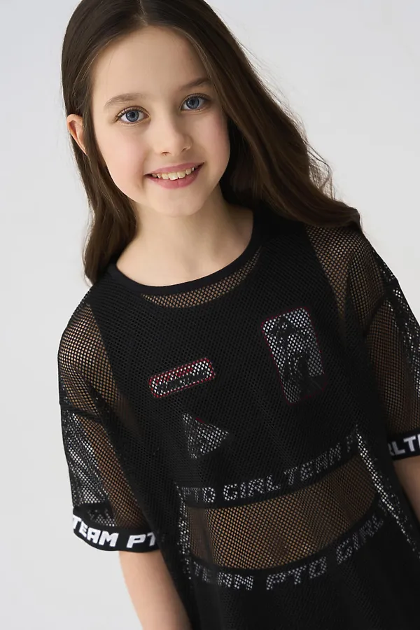 Комплект трикотажный для девочек: брюки (легинсы укороченные), топ, фуфайка (футболка) PLAYTODAY, черный - фото 2