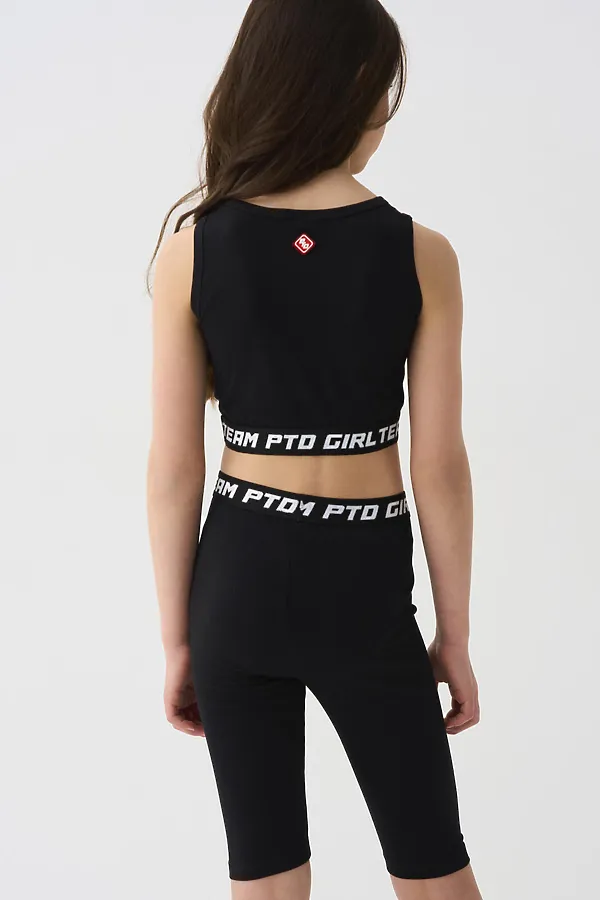 Комплект трикотажный для девочек: брюки (легинсы укороченные), топ, фуфайка (футболка) PLAYTODAY, черный - фото 2