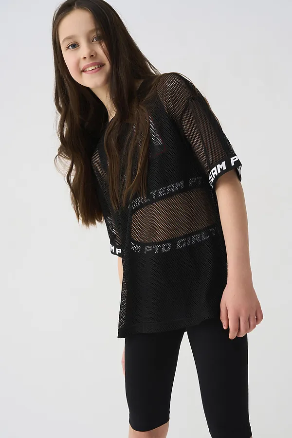 Комплект трикотажный для девочек: брюки (легинсы укороченные), топ, фуфайка (футболка) PLAYTODAY, черный - фото 2