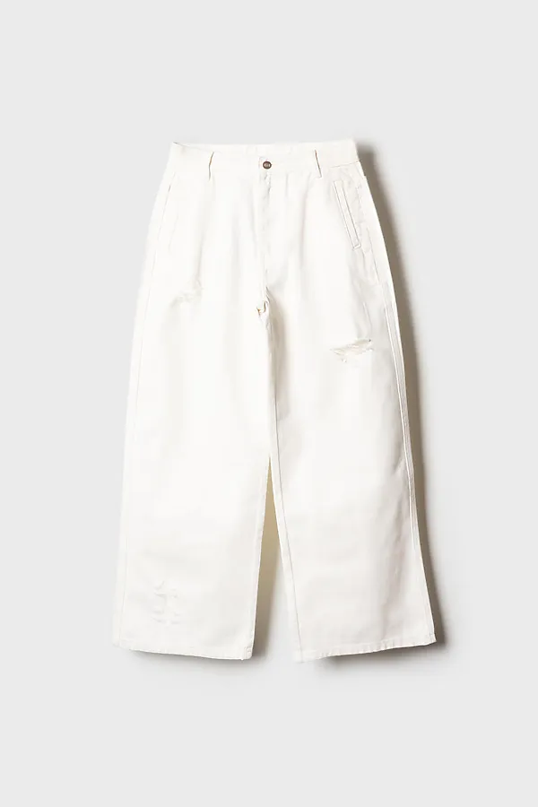 Брюки текстильные джинсовые для девочек PLAYTODAY, белый - фото 2