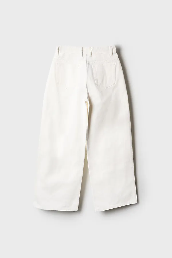 Брюки текстильные джинсовые для девочек PLAYTODAY, белый - фото 2