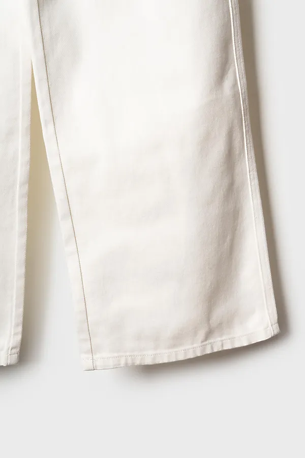 Брюки текстильные джинсовые для девочек PLAYTODAY, белый - фото 2