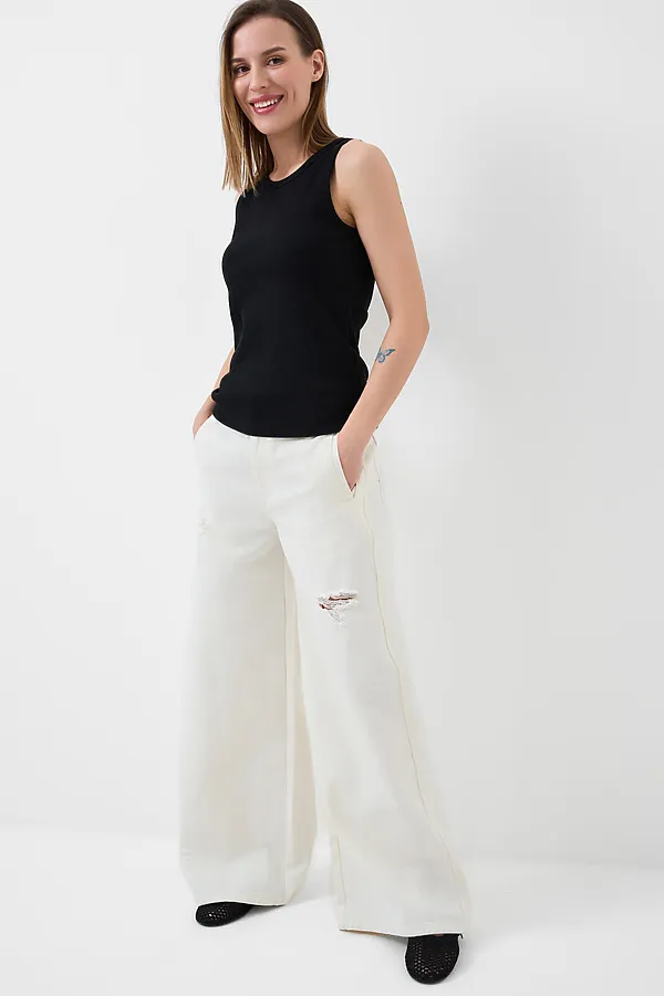 Брюки текстильные джинсовые для женщин PLAYTODAY, белый - фото 2