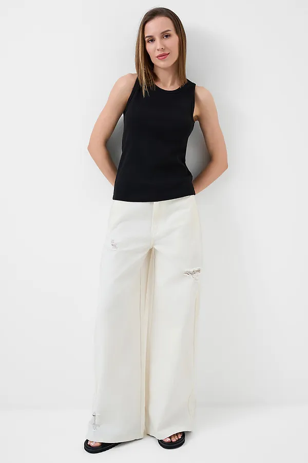 Брюки текстильные джинсовые для женщин PLAYTODAY, белый - фото 2