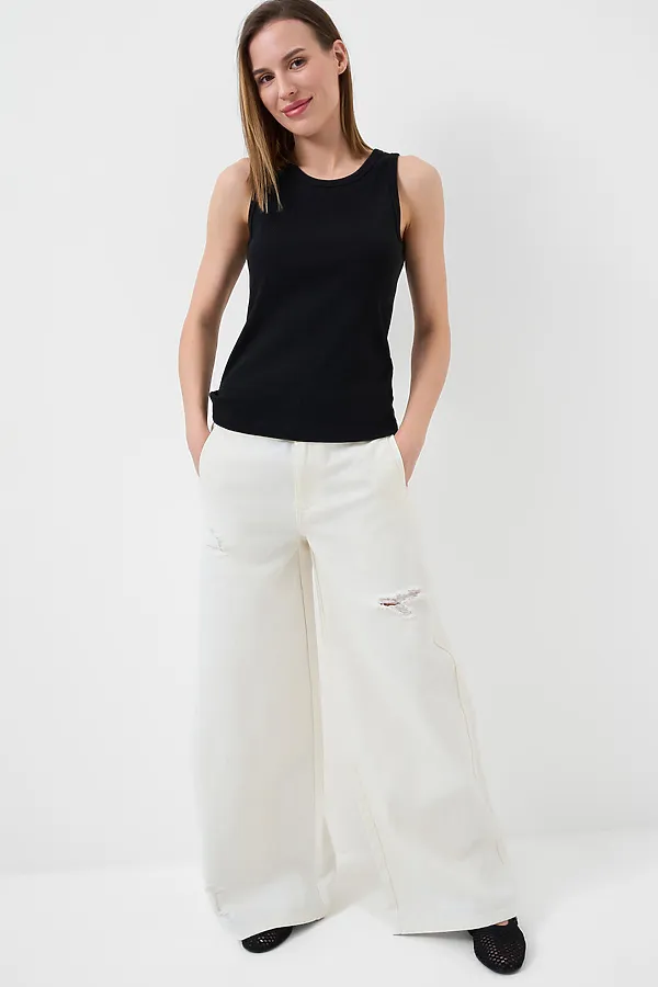 Брюки текстильные джинсовые для женщин PLAYTODAY, белый - фото 2