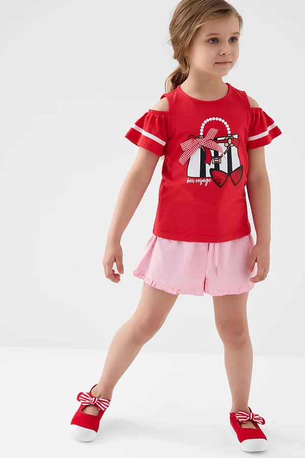 Джемпер трикотажный для девочек (футболка) PLAYTODAY, красный - фото 2