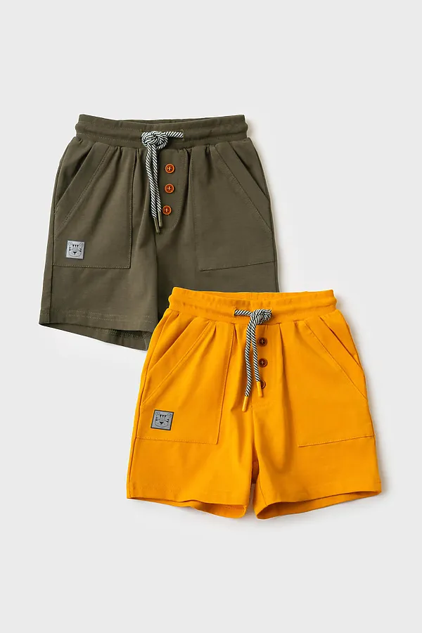 Шорты детские трикотажные для мальчиков, 2 шт в комплекте PLAYTODAY, оранжевый,темно-зеленый - фото 2