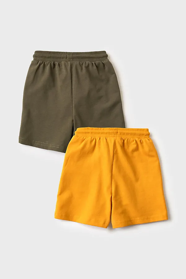 Шорты детские трикотажные для мальчиков, 2 шт в комплекте PLAYTODAY, оранжевый,темно-зеленый - фото 2
