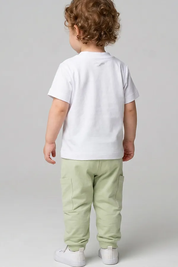 Брюки детские трикотажные для мальчиков, 2 пары в комплекте PLAYTODAY, темно-зеленый,светло-зеленый - фото 2