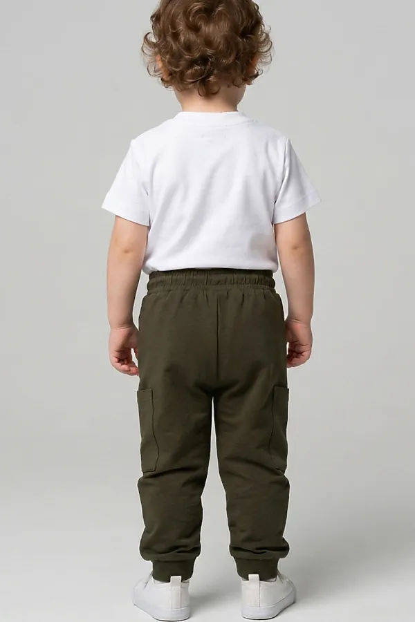 Брюки детские трикотажные для мальчиков, 2 пары в комплекте PLAYTODAY, темно-зеленый,светло-зеленый - фото 2